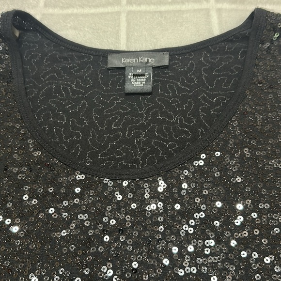 Karen Kane Black Sequin‎ Stretch Blouse, Women’s Medium - Picture 3 of 10